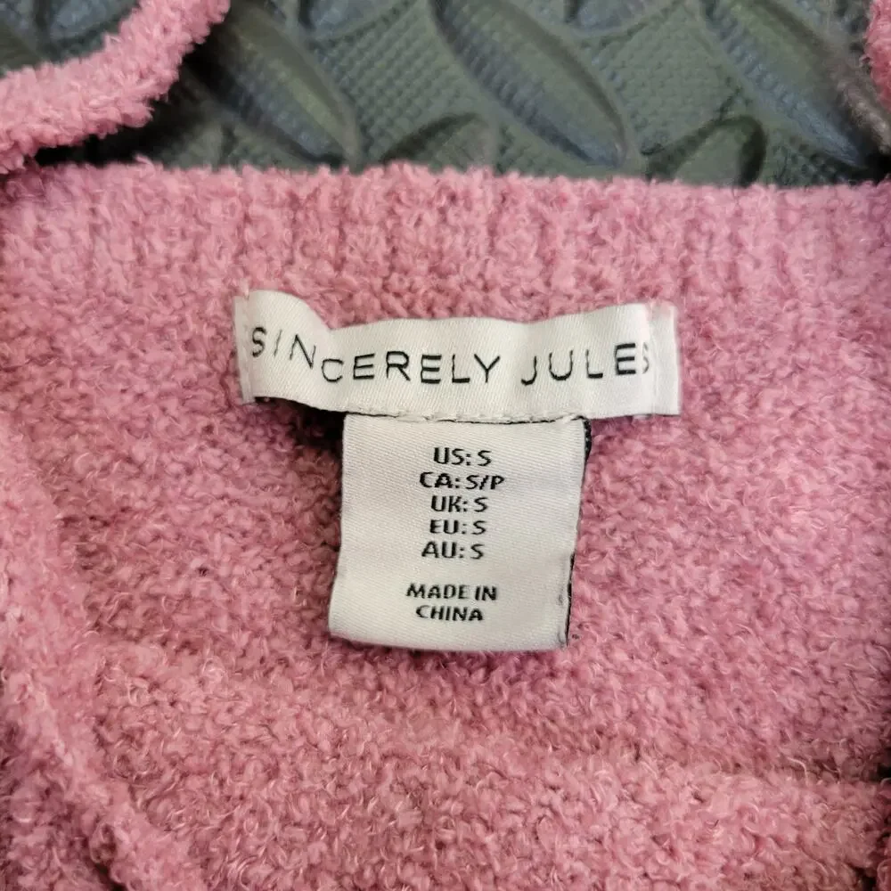 Sincerely Jules 2 Piece Knit Lounge Set Women's S Pink Pants Tank Cozy